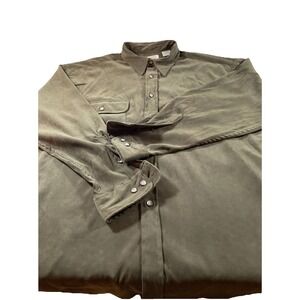 St John's Bay Shirt Mens XL Green Flannel Shacket Cotton Long Sleeve Pockets E70